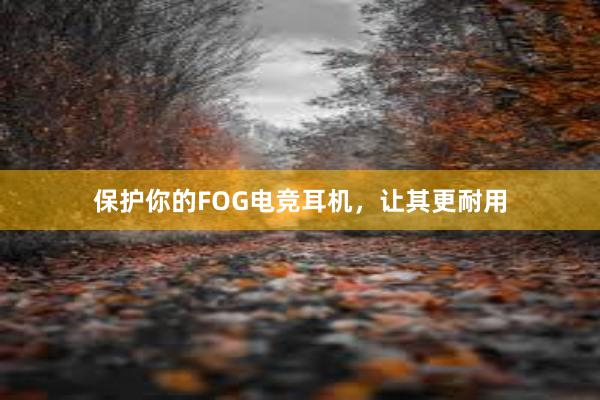 保护你的FOG电竞耳机，让其更耐用