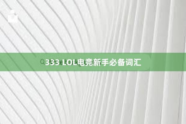 333 LOL电竞新手必备词汇