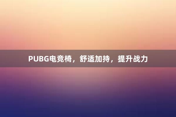 PUBG电竞椅，舒适加持，提升战力