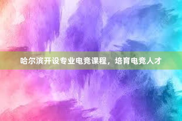 哈尔滨开设专业电竞课程，培育电竞人才