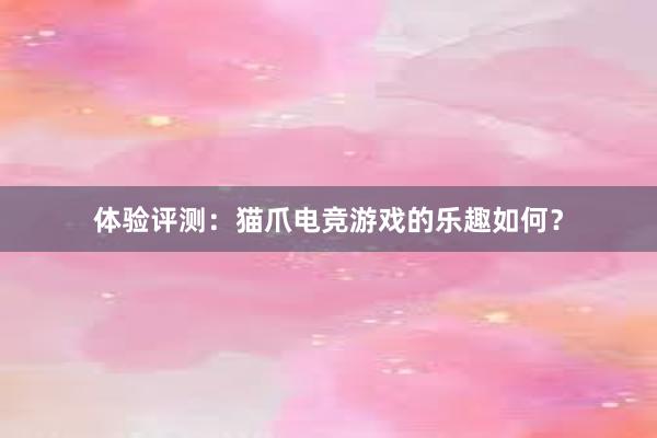 体验评测：猫爪电竞游戏的乐趣如何？