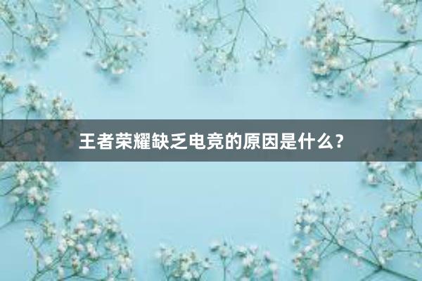 王者荣耀缺乏电竞的原因是什么？