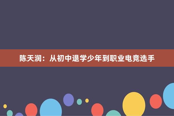 陈天润：从初中退学少年到职业电竞选手